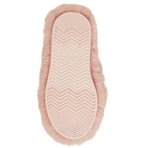 Steve Madden Faux Fur Fluffy Criss Cross Slip On Slippers Blush Size S (5-6) - Picture 3 of 7